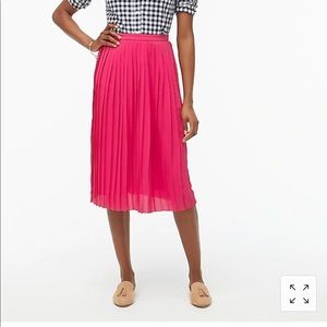 J Crew Pleated Midi Skirt Hot Fuchsia Pink NEW